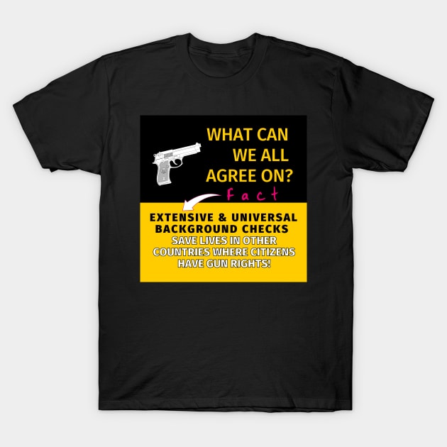 SUPPORT GUN RIGHTS AND BACKGROUND CHECKS T-Shirt by Bold Democracy